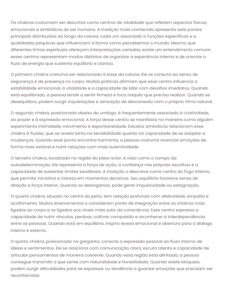Entenda os Chakras e Seu Equilíbrio | PDF | Chacra | Emoções