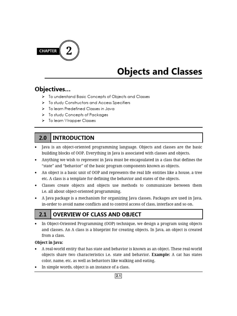 Java Objects and Classes Overview | PDF | Class (Computer Programming ...