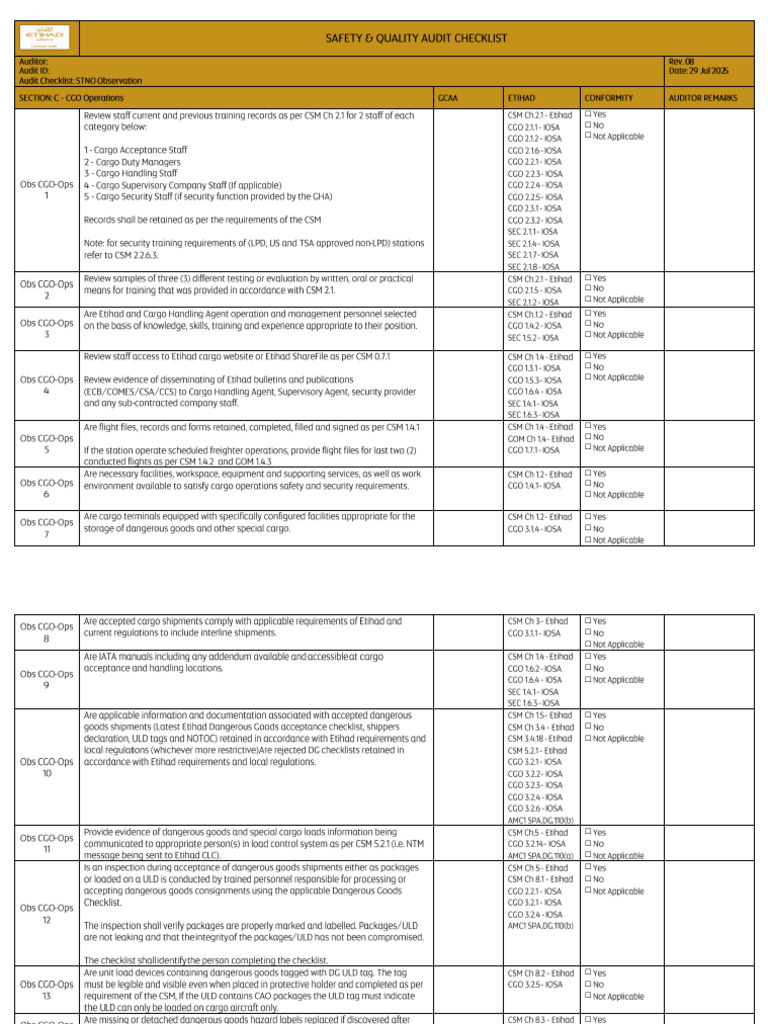C - Stno Obs Cargo - Rev. 8 | PDF