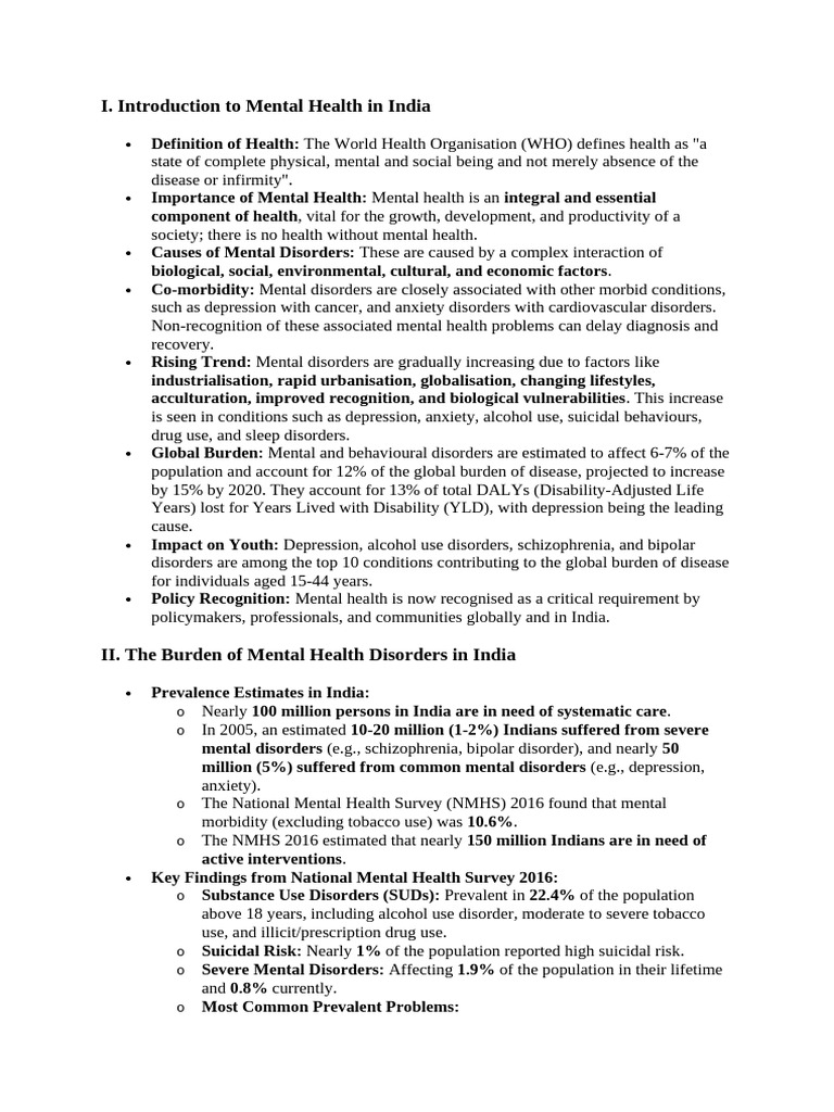 Mental Health Challenges in India | PDF | Mental Disorder | Mental Health