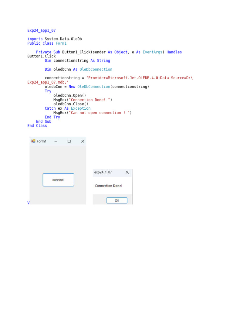 OleDb Connection Example in VB.NET | PDF