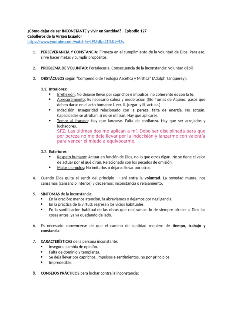 Cómo Dejar de Ser INCONSTANTE y Vivir en Santidad | PDF | Oración ...