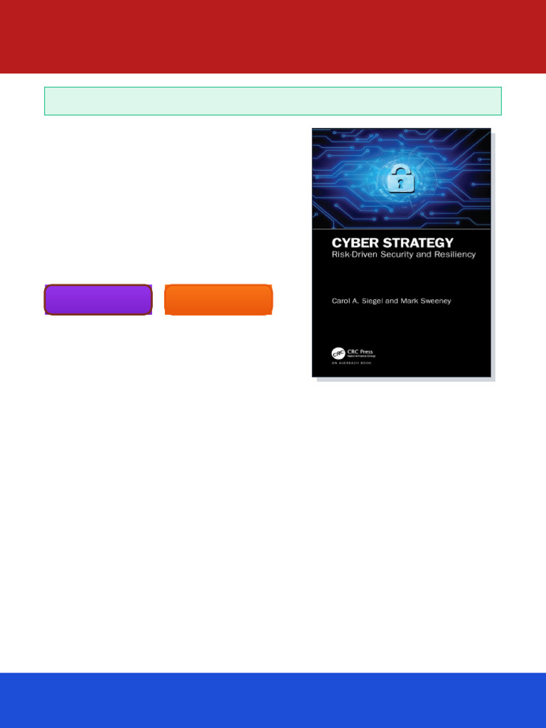 Cyber Strategy Risk Driven Security and Resiliency 1st Edition by Carol ...