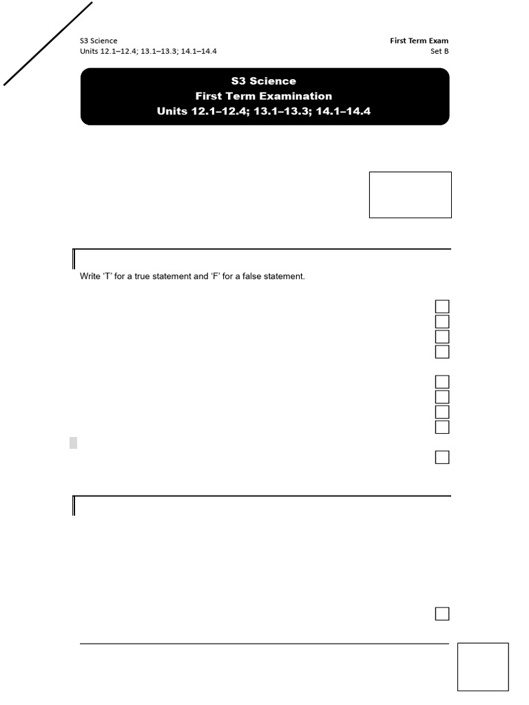 S3 Science First Term Exam Guide | PDF | Chemical Elements | Digestion