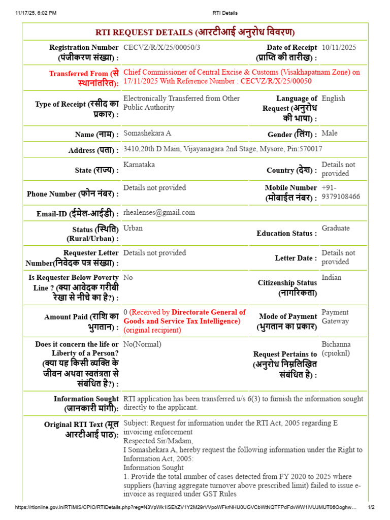 RTI Details | PDF | Invoice | Payments