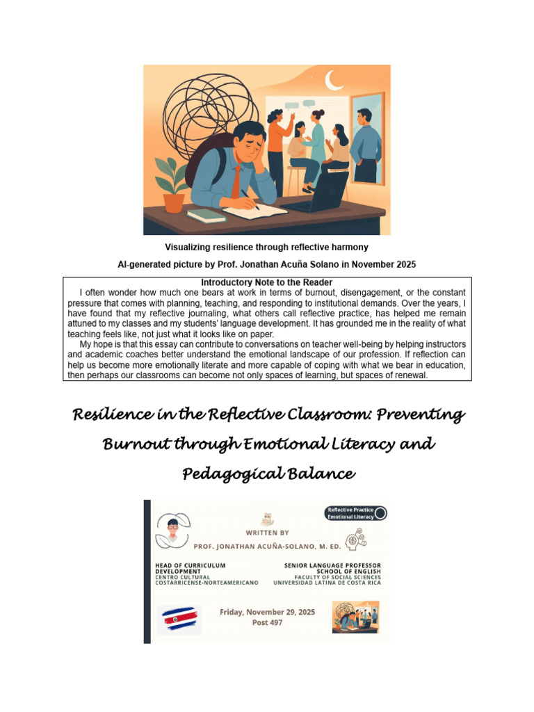Resilience in Teaching: Reflective Practices | PDF | Psychological ...