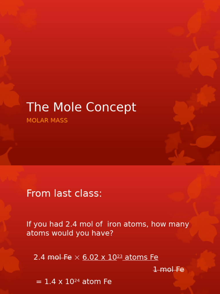 12 - Structure 1.4.2 1.4.3 - Molar Mass Notes | PDF