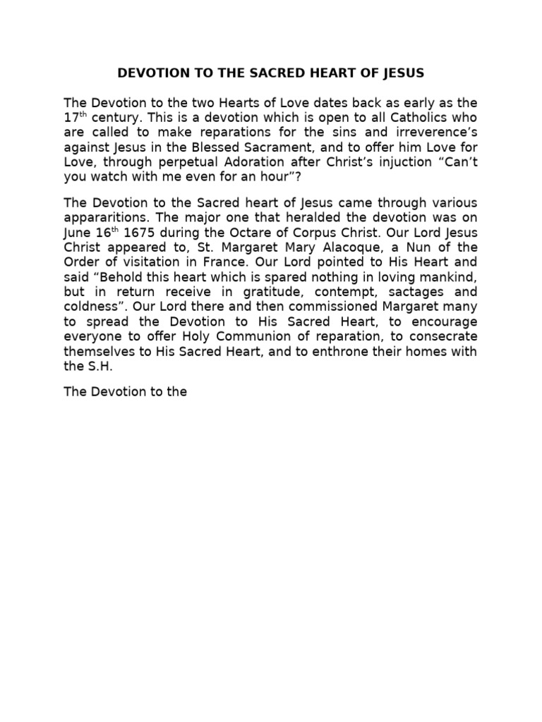 Devotion To The Sacred Heart of Jesus | PDF