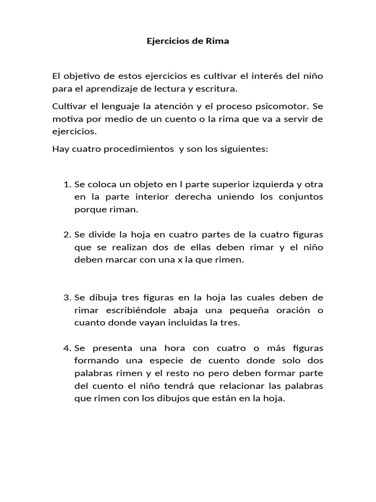 Ejercicios de Rima | PDF