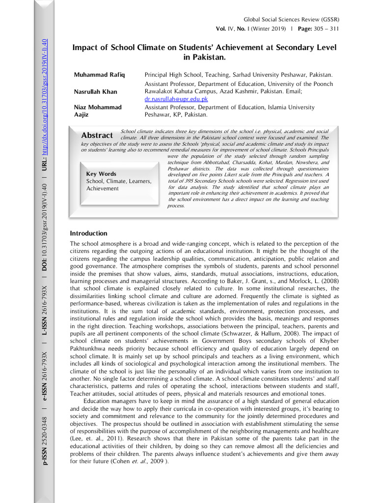School Climate's Impact on Student Achievement | PDF ...