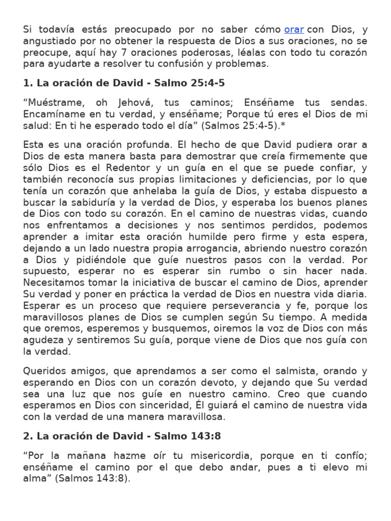 7 Oraciones Poderosas para Guiar tu Vida | PDF | Pecado | Oración