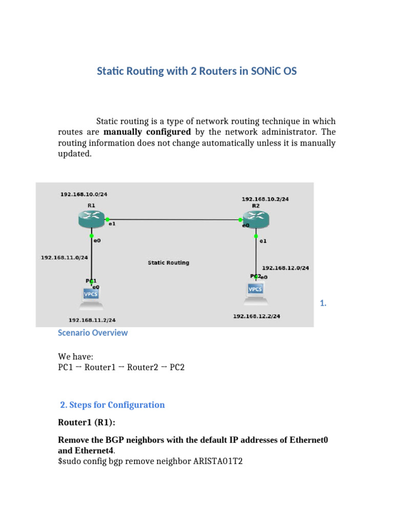 Static Routing With 2 Routers | PDF