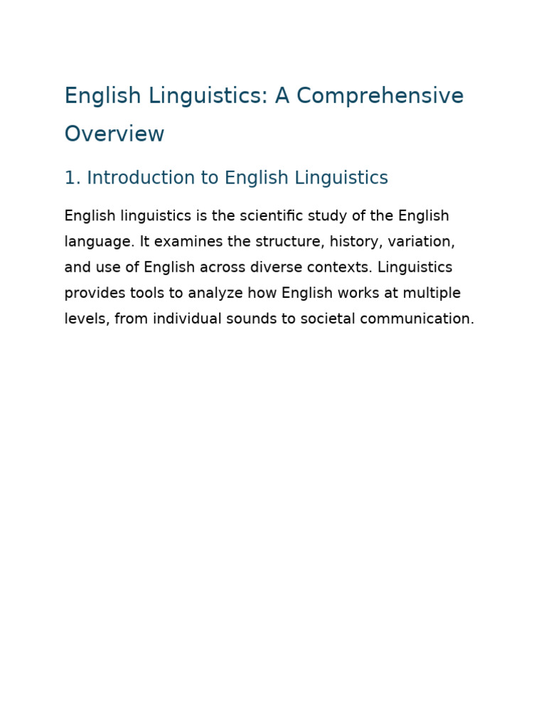 Overview of English Linguistics Concepts | PDF | English Language ...