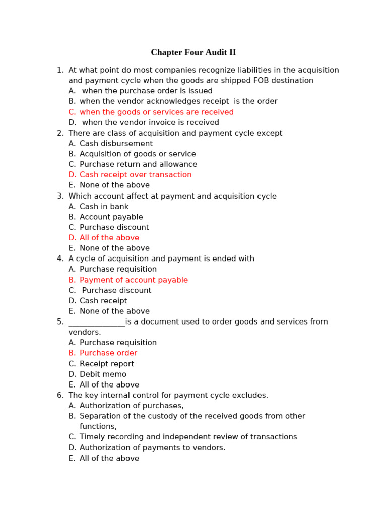 Chapter Four Audit II | PDF | Accounts Payable | Payments