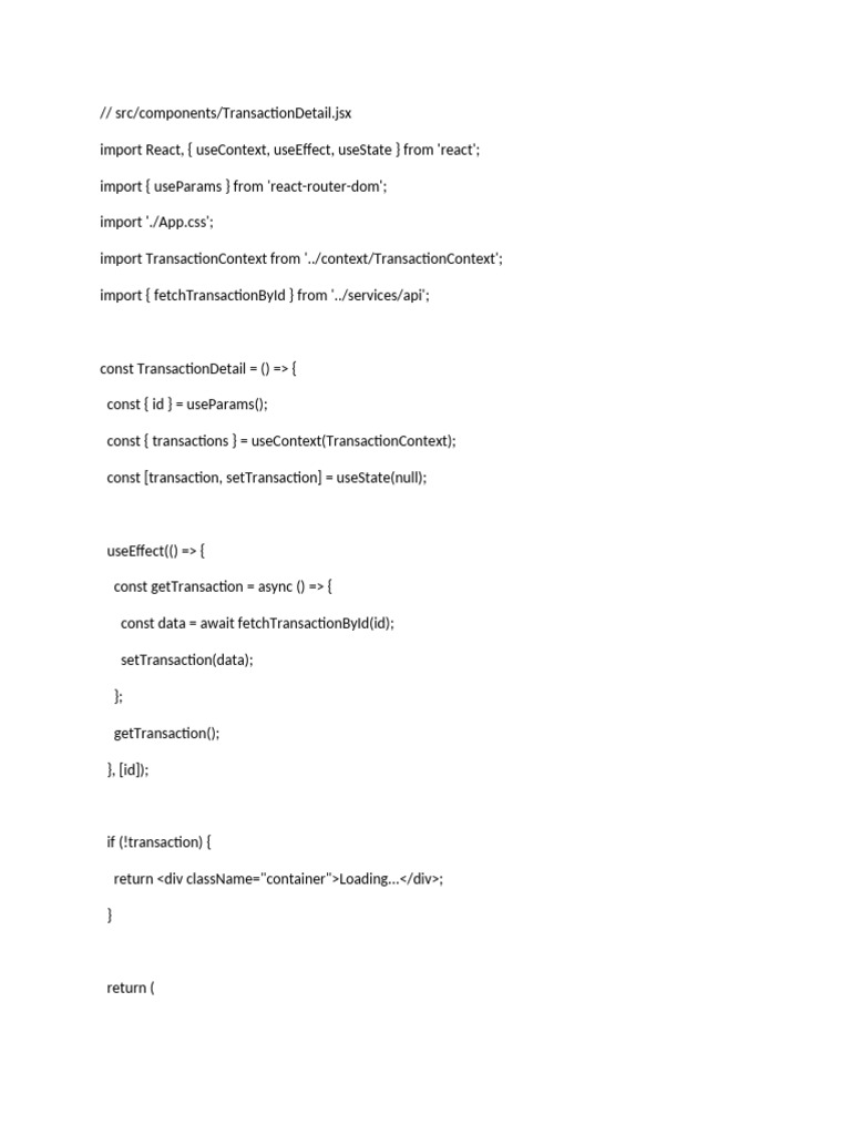 Transaction Detail View Component | PDF