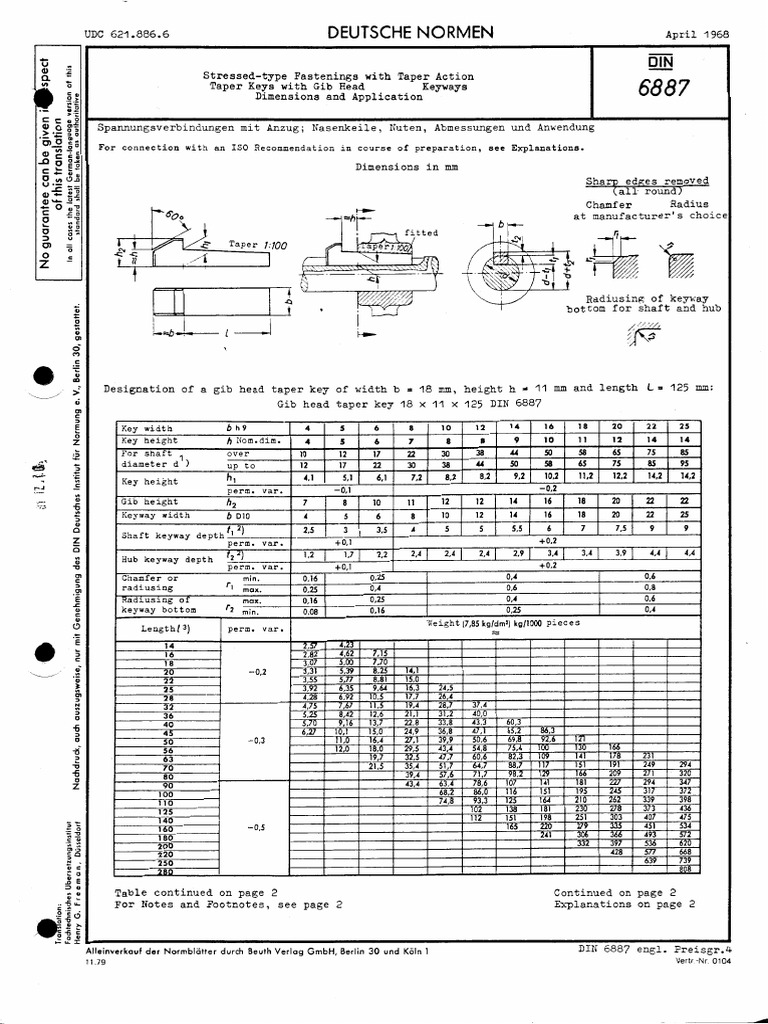 Din 6887 - 1987 | PDF | Mechanical Engineering | Manufactured Goods
