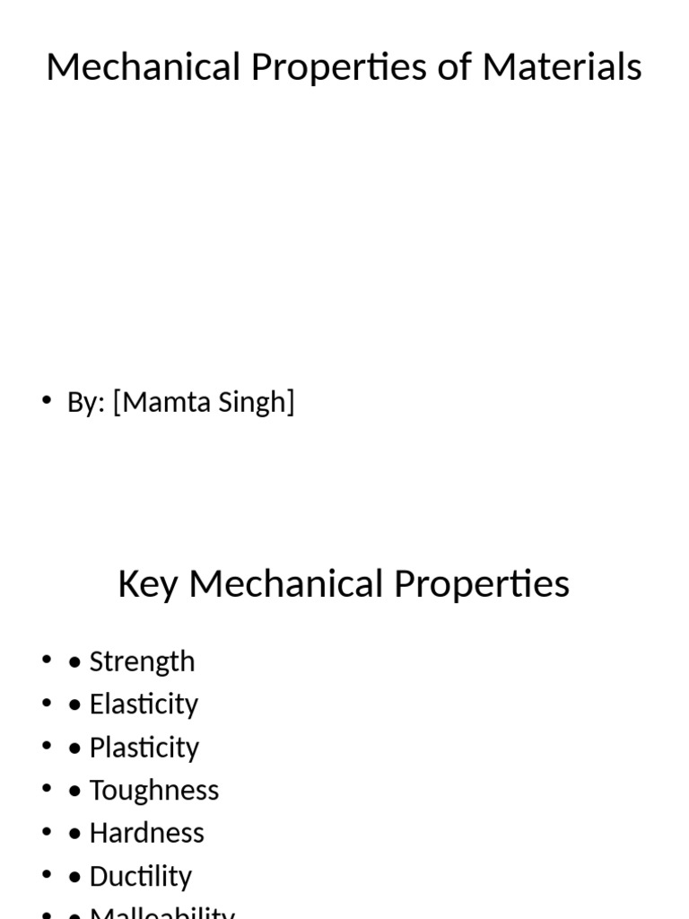Key Mechanical Properties of Materials | PDF