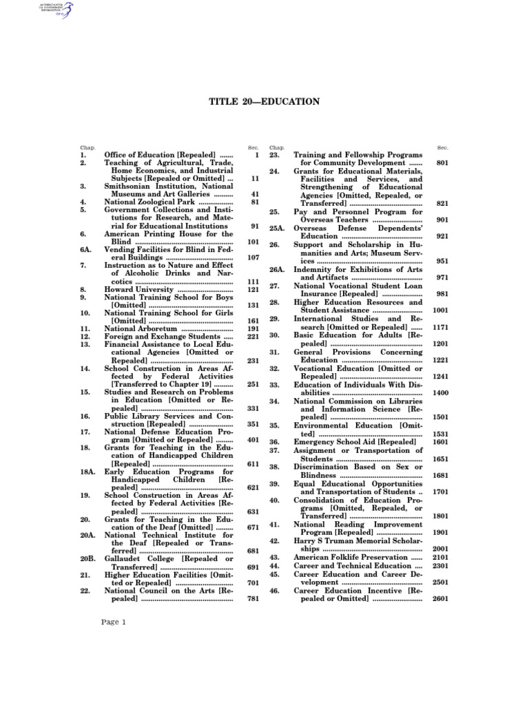 USCODE 2024 Title20 | PDF