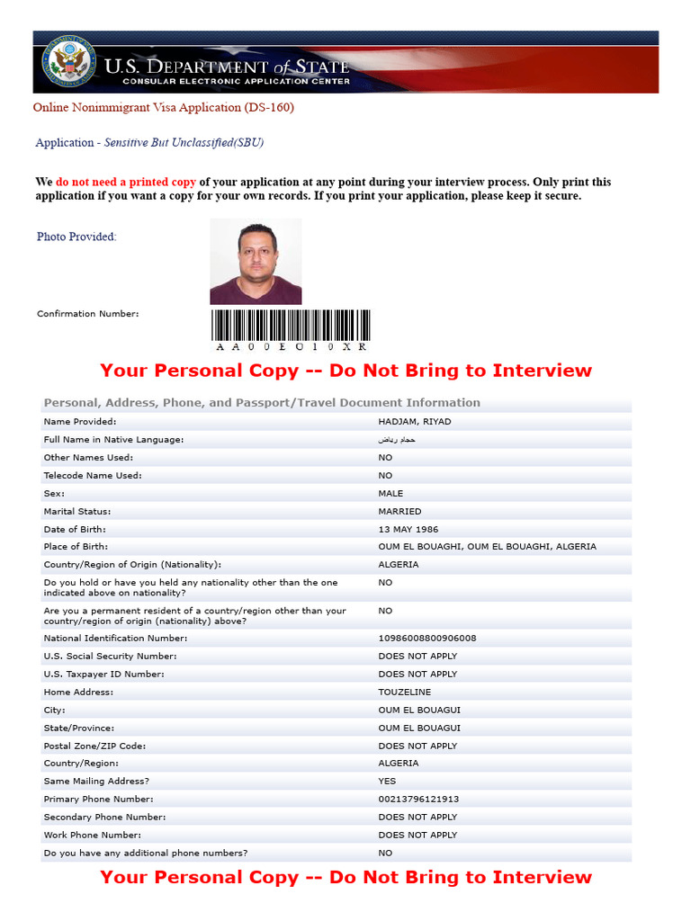 DS-160 Nonimmigrant Visa Application Guide | PDF | Travel Visa ...