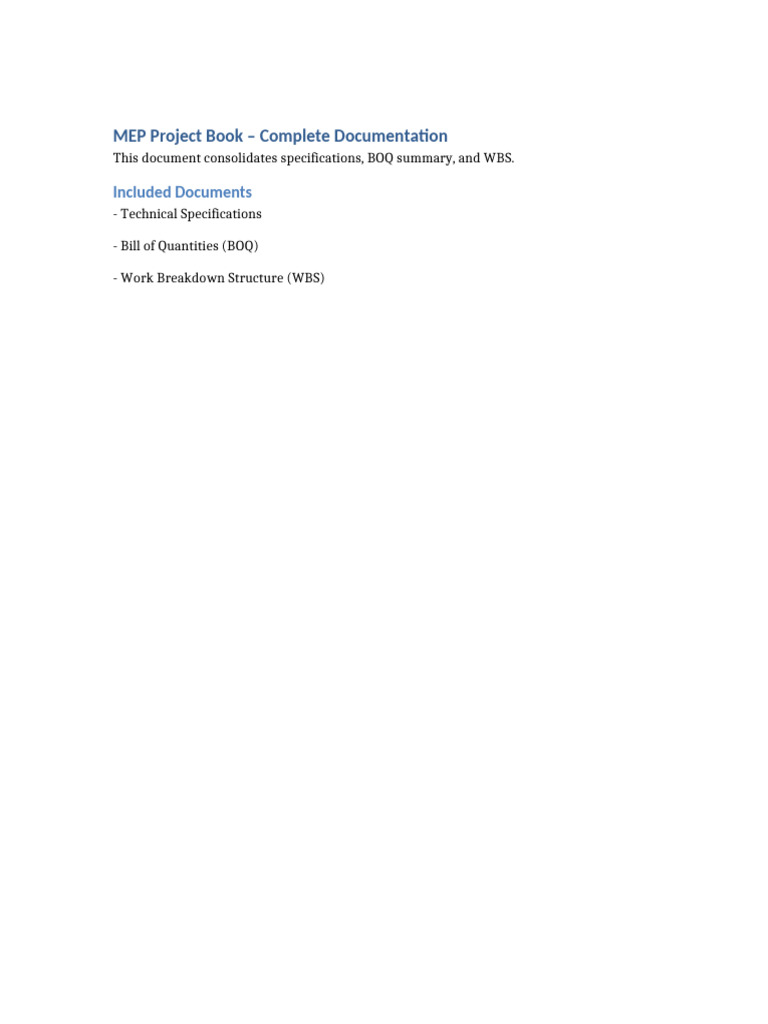 MEP Project Book | PDF