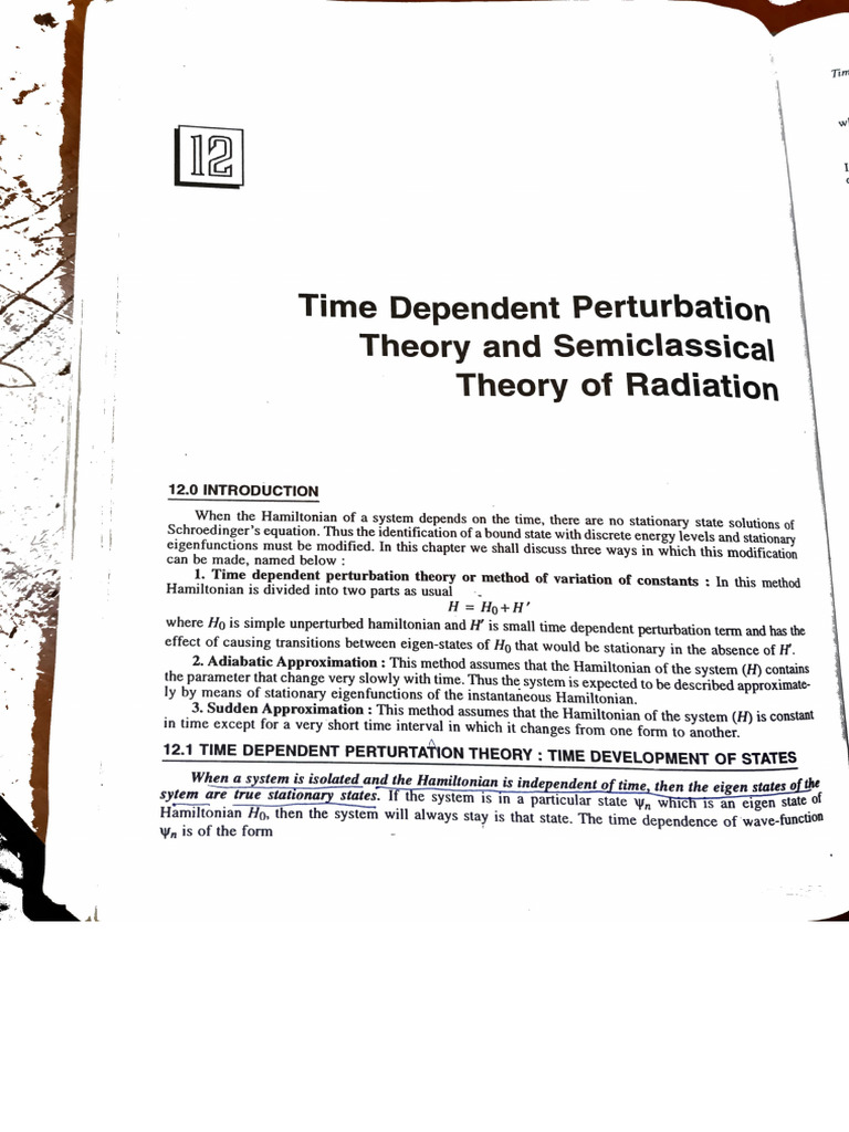Time Dependent Perturbation Theory Overview | PDF | Perturbation Theory ...