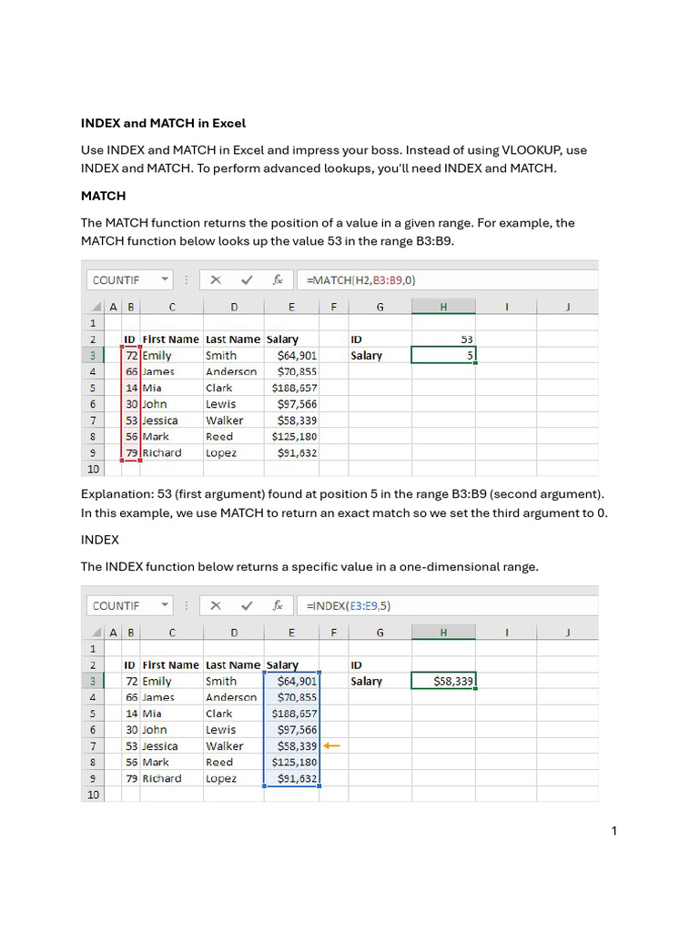 Master INDEX and MATCH in Excel | PDF