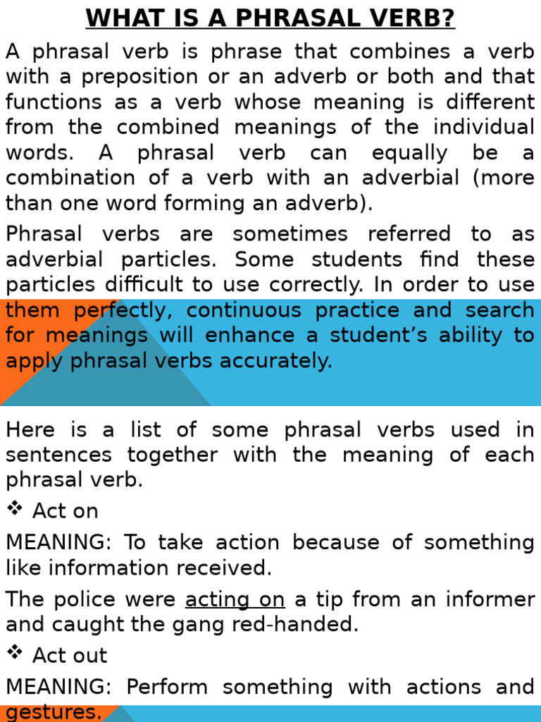 Phrasal Verbs | PDF | Verb | Syntax