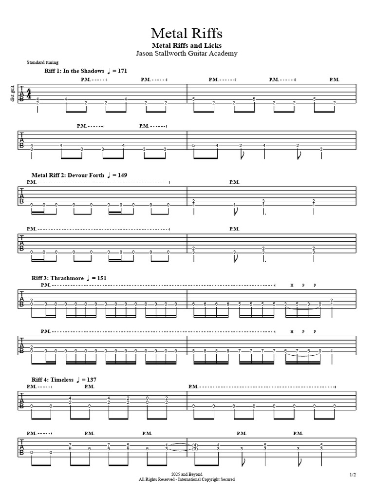 Metal Guitar Riffs and Licks Guide | PDF | Heavy Metal Music