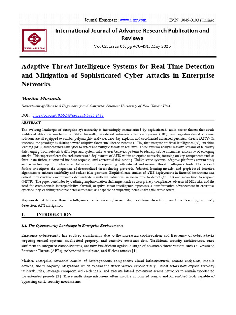 18.adaptive Threat Intelligence Systems For Real-Time Detection and ...