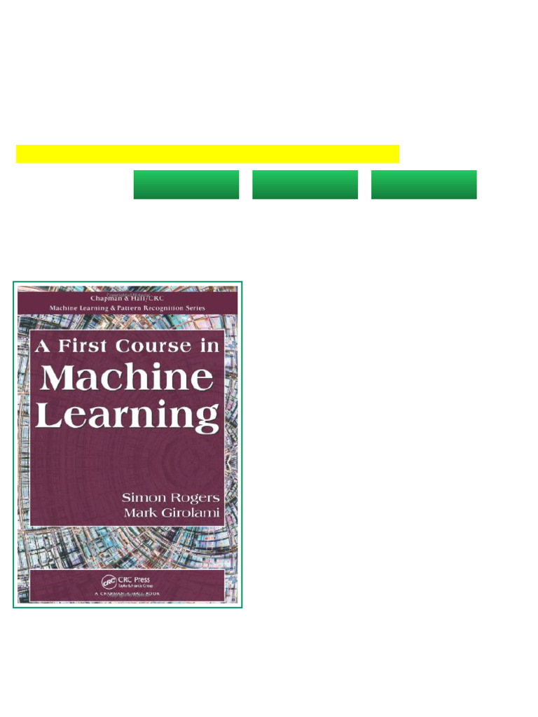 A First Course in Machine Learning 1st Edition Simon Rogers: Mirror ...