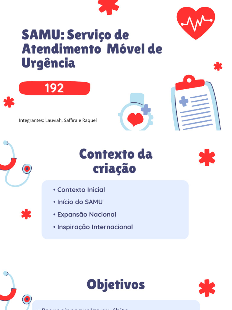 SAMU: Atendimento Móvel de Urgência 192 | PDF