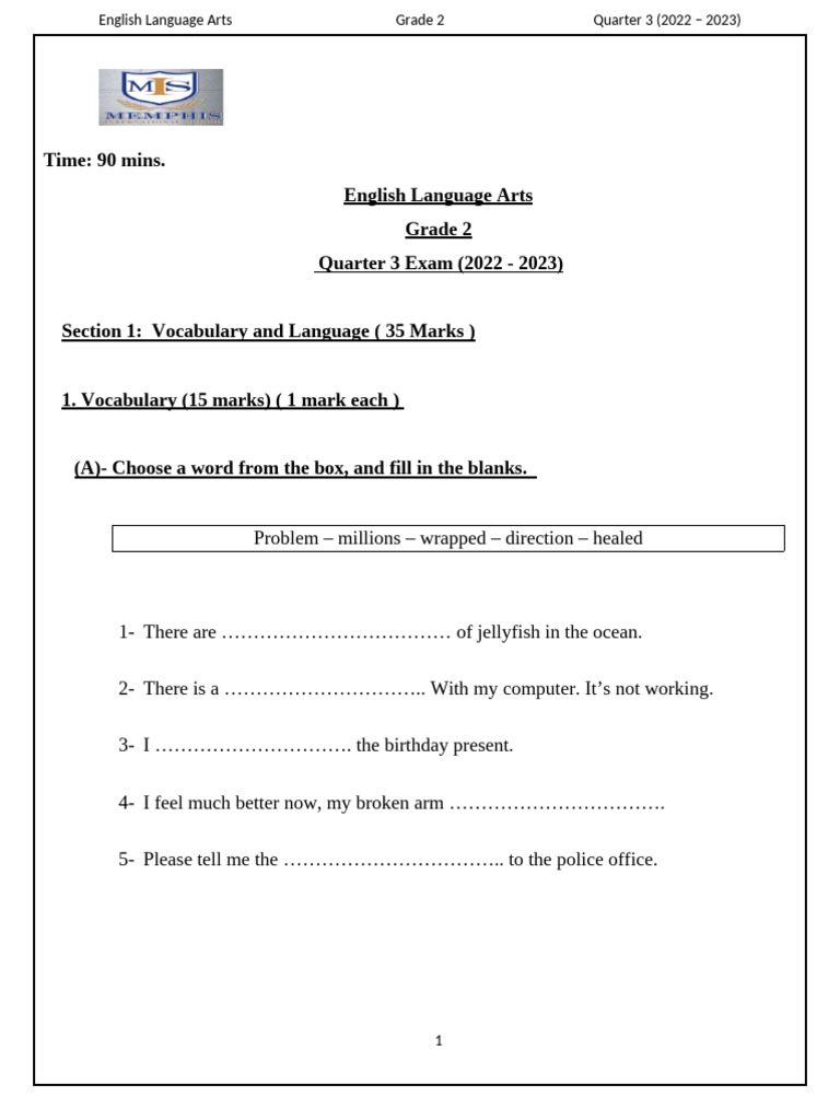 GR 2 Q3 Exam - Final. A Form | PDF | Linguistics