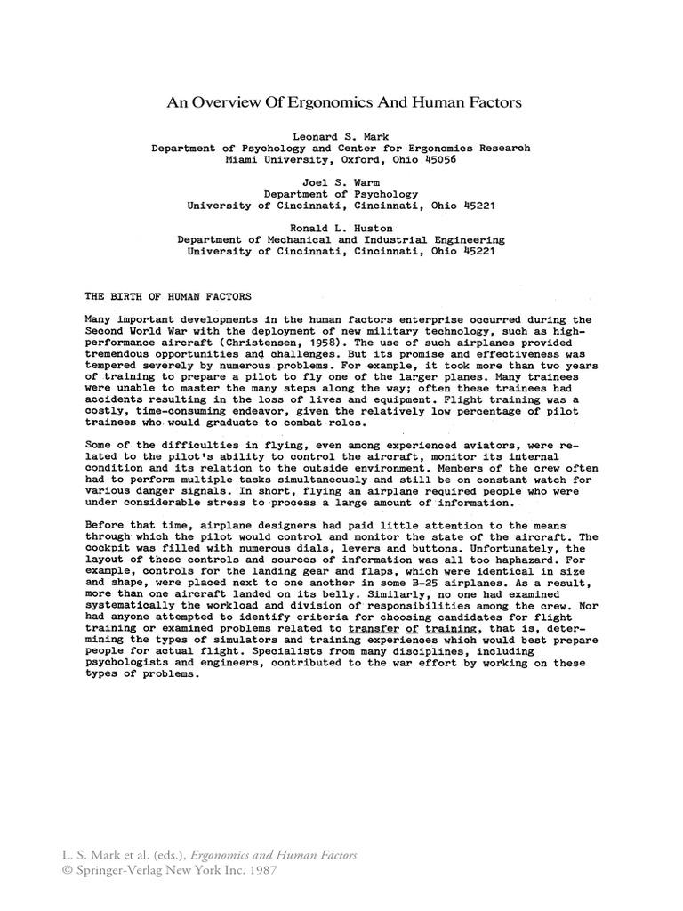 An Overview of Ergonomics and Human Factors | PDF | Psychology ...