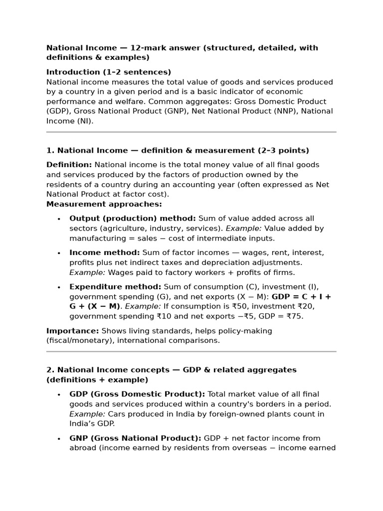 Unit 4 | PDF | Measures Of National Income And Output | Gross Domestic ...