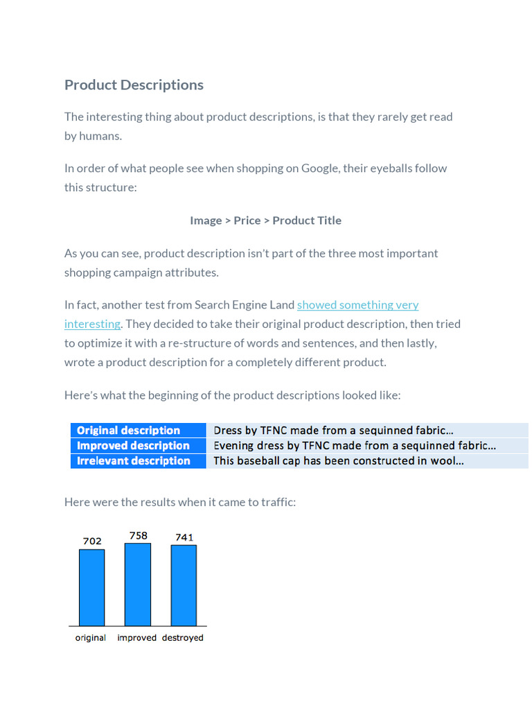 Optimizing Product Descriptions for SEO | PDF