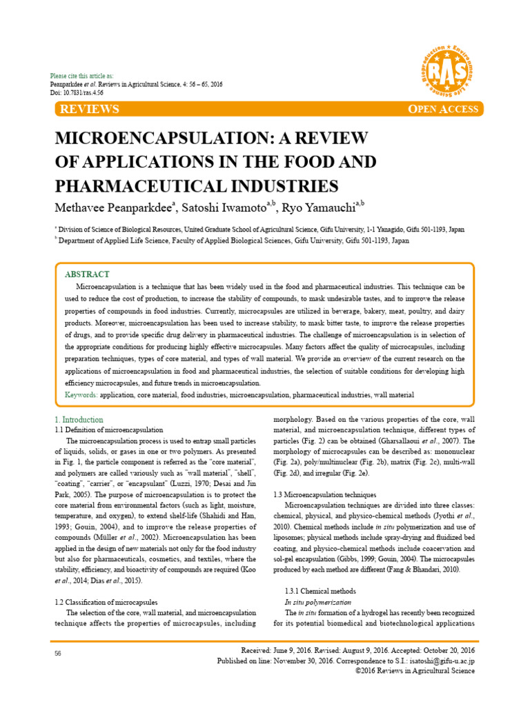 Microencapsulation in Food & Pharma | PDF | Liposome | Cheese