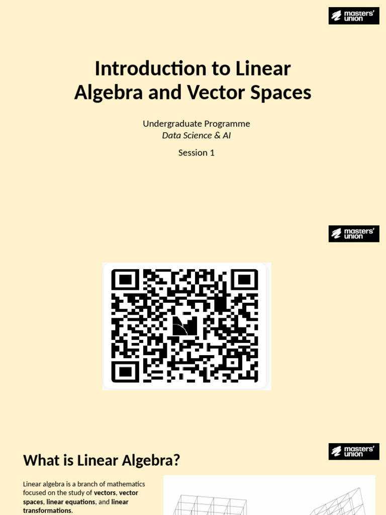 Linear Algebra Session 1 - Introduction To Linear Algebra and Vector ...