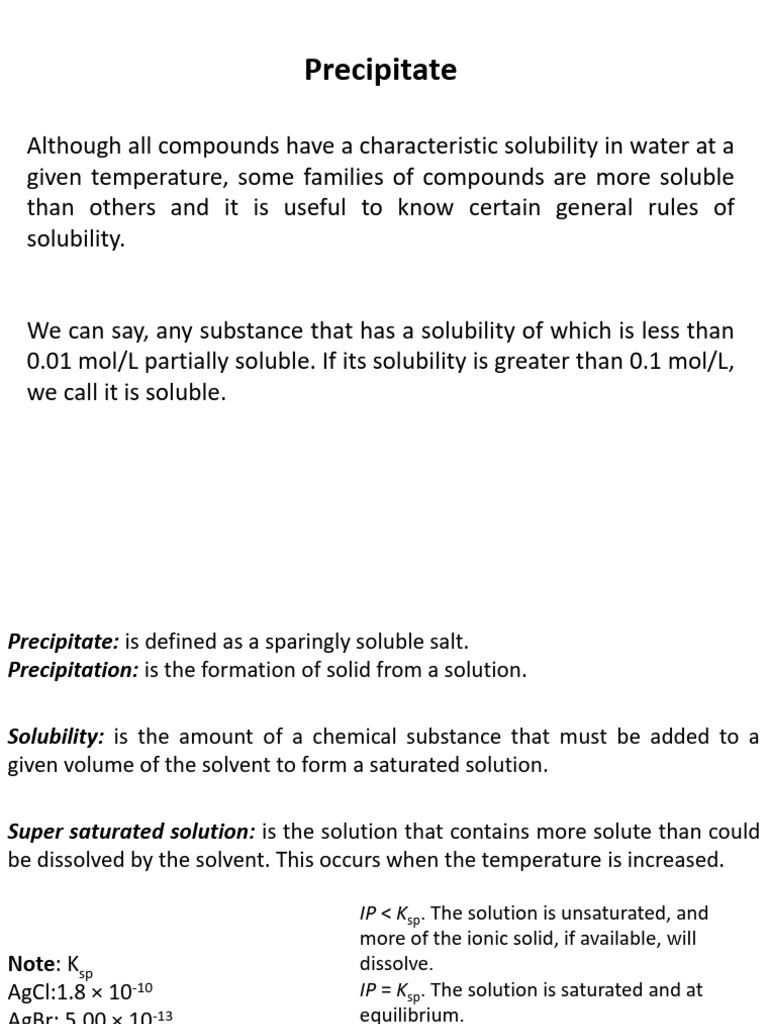 4th Handout | PDF | Solubility | Precipitation (Chemistry)