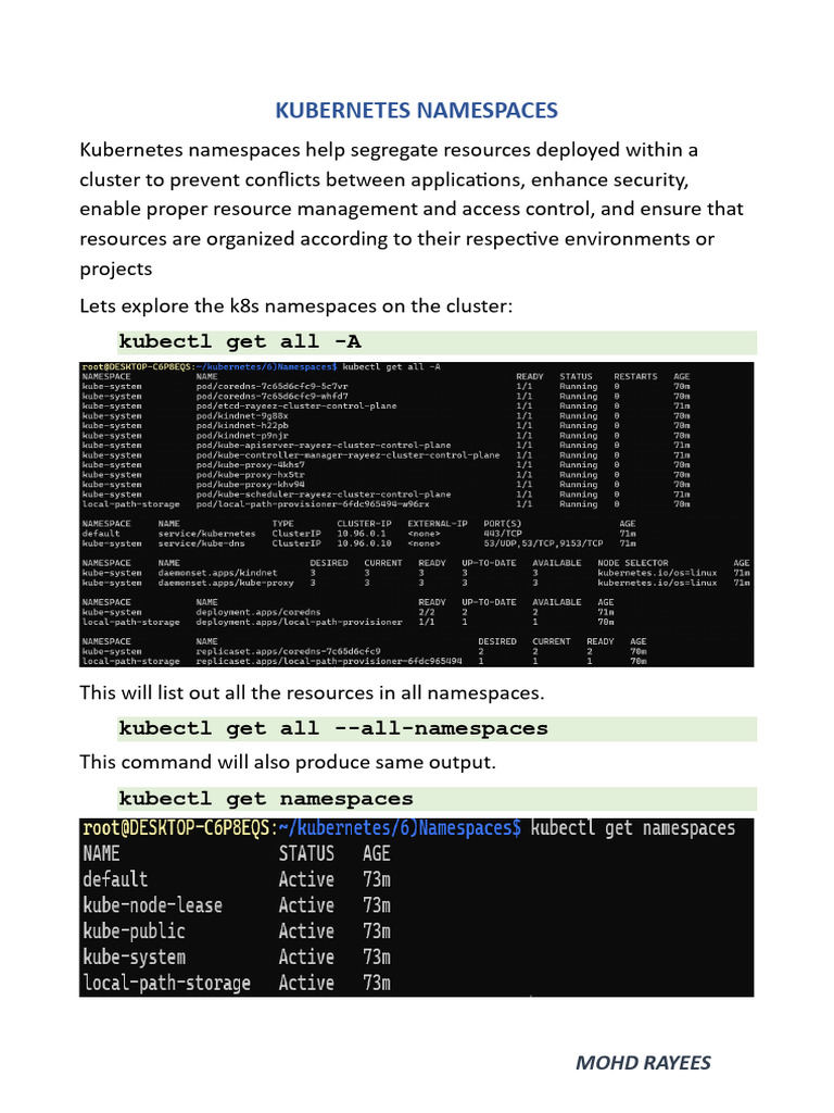 Kubernetes Namespaces Guide | PDF | Computer Engineering | Computer ...