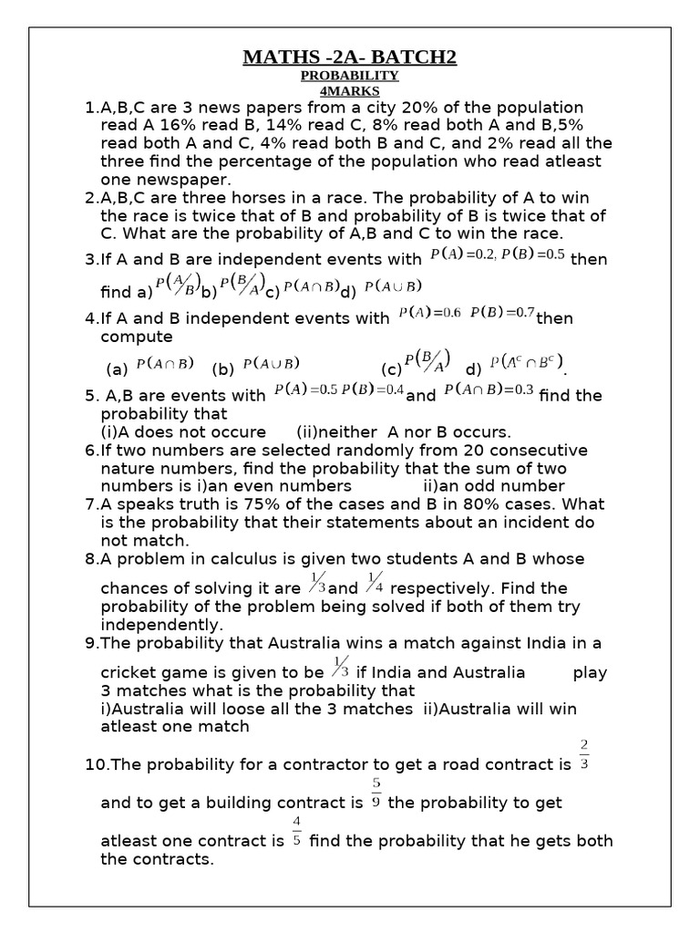 Probability Problems and Theorems | PDF | Probability | Chess Theory