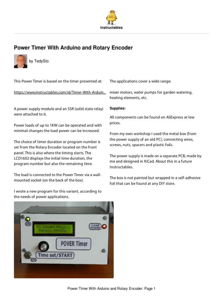 Power Timer With Arduino and Rotary Encoder | PDF | Power Supply ...