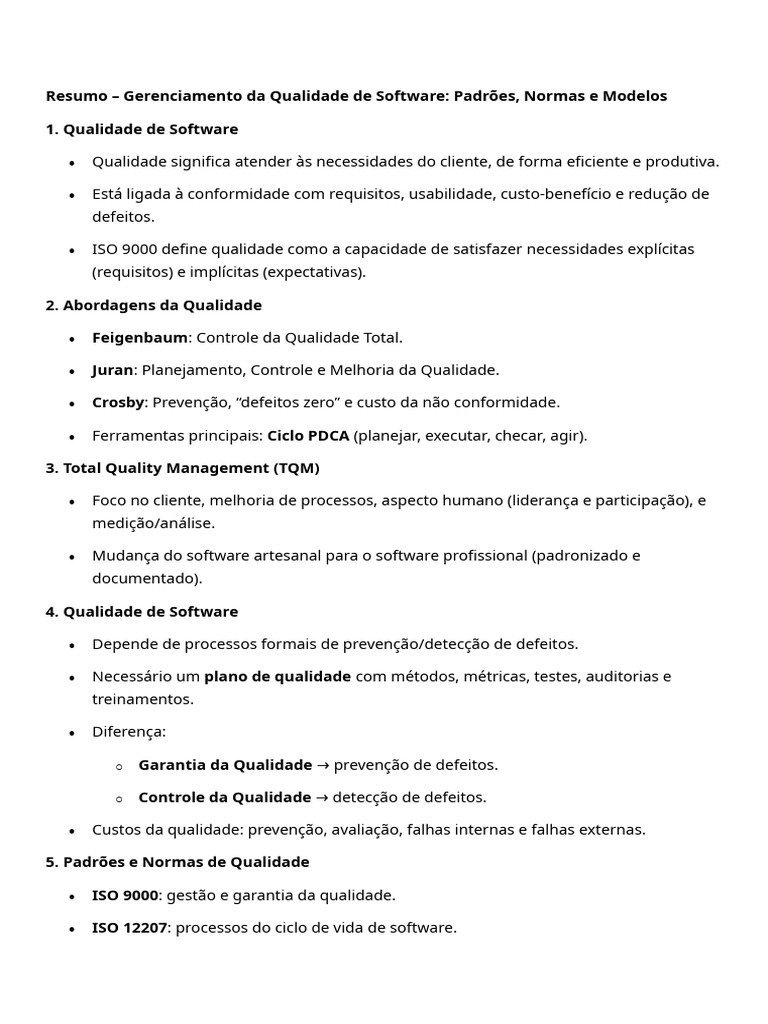 Gerenciamento da Qualidade de Software | PDF | Testes de software | Itil