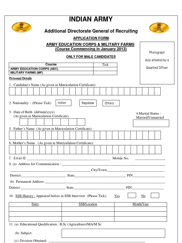AEC & Military Farms Application Form | PDF | Government | Further ...