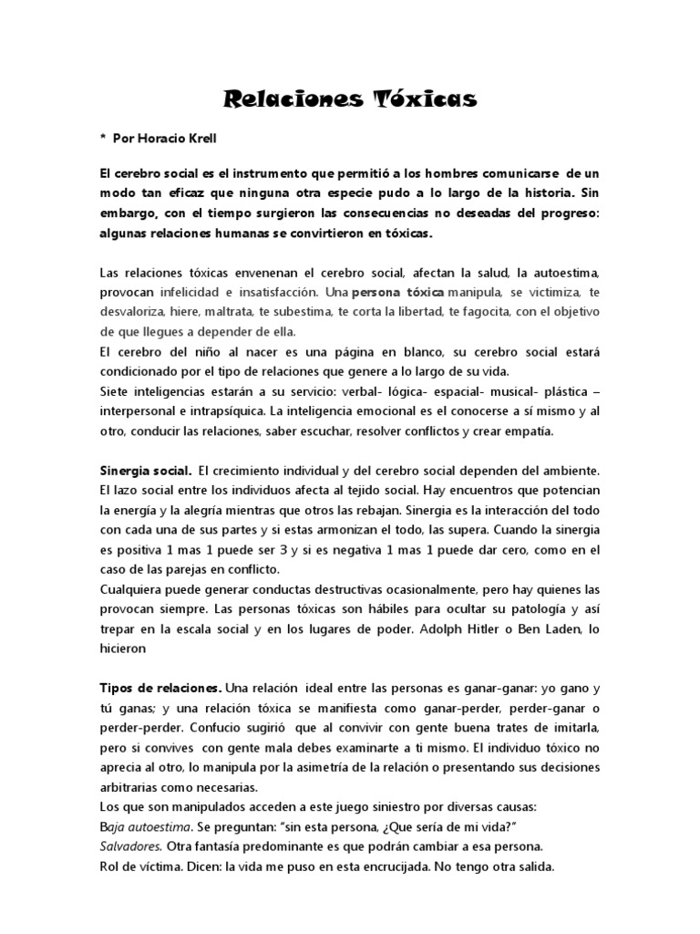 Consecuencias de las Relaciones Tóxicas | PDF | Cerebro | Autoestima