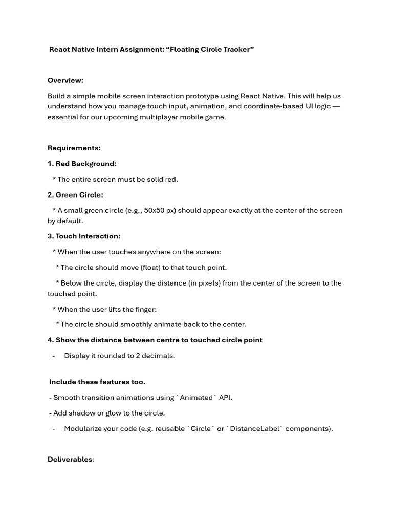 React Native Devloper Intern Assignment | PDF