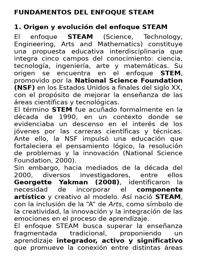 Fundamentos del Enfoque STEAM en Educación | PDF | Enseñando | Pensamiento