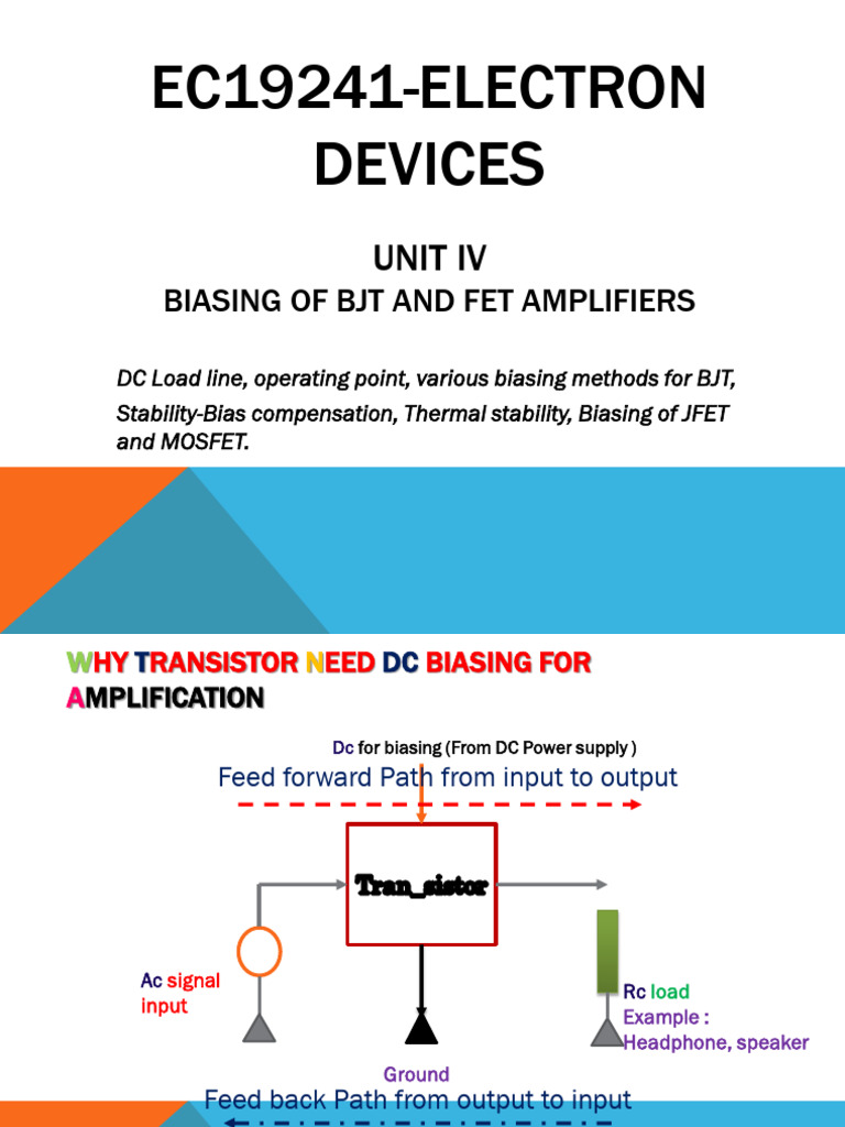 Unit 4 Biasing of BJT and FET Amplifiers | PDF | Amplifier | Bipolar ...