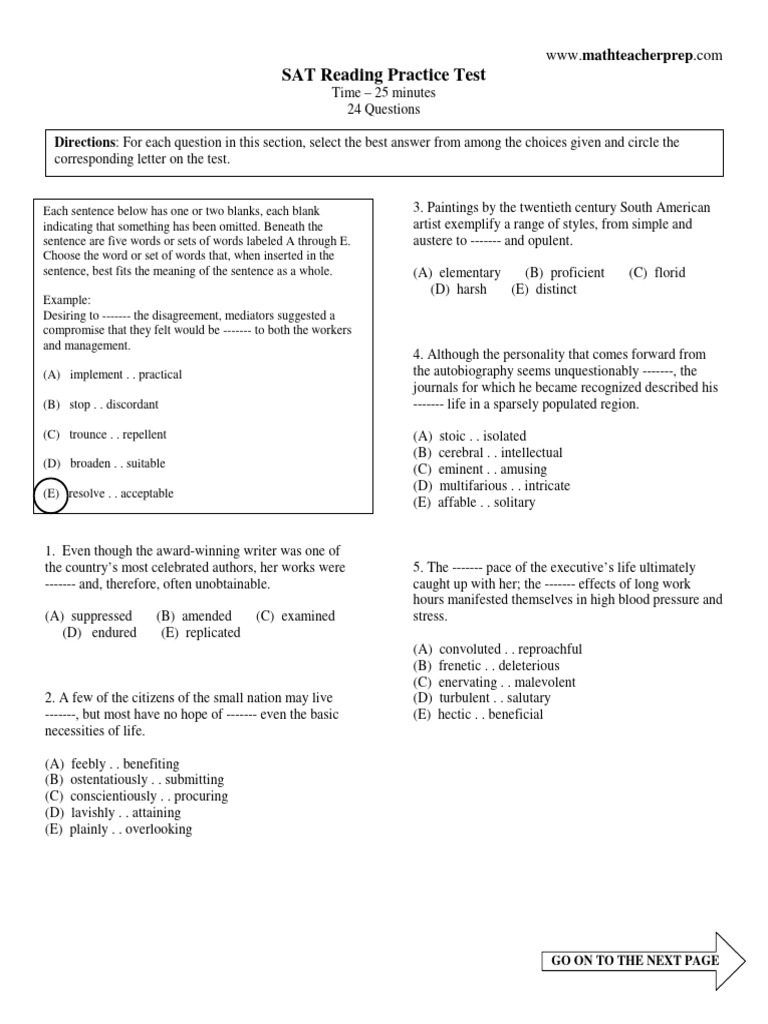 SAT Reading Practice Test | PDF | Science | Genetics