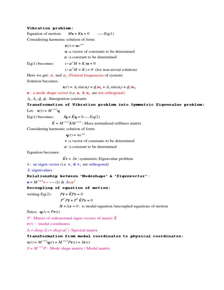 Vibration Analysis and Eigenvalue Problems | PDF | Science ...