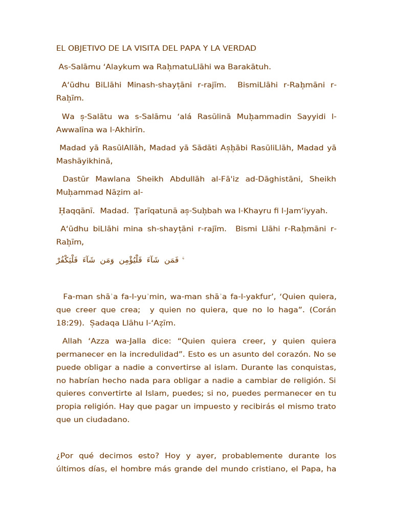El Objetivo de La Visita Del Papa y La Verdad | PDF | Jesús en el islam ...